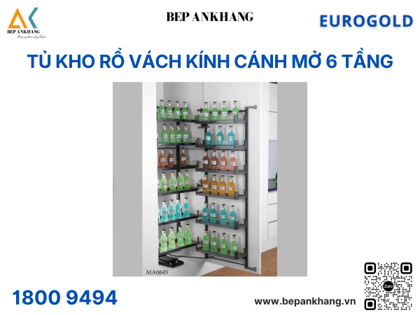 Tủ kho rổ vách kính cánh mở 6 tầng MA0645 (EMA10645) – Eurogold